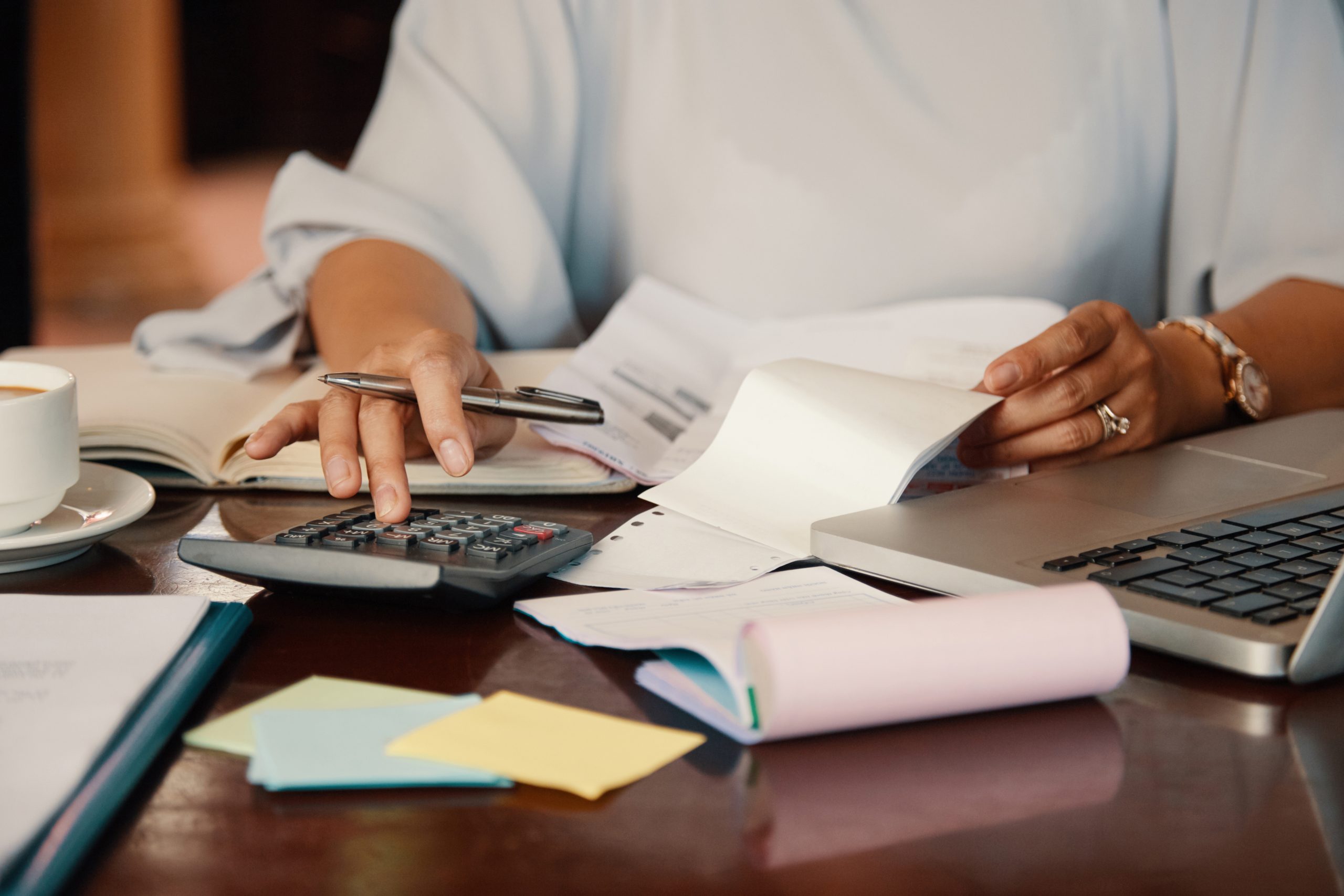 woman going through accounting docunments 